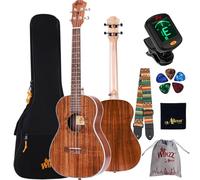 Winzz Concert Ukulele Best Selection Wood KOA kulele Kit for Starter or Professional with 6 Accessories - Natural Matte (30")