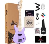 WINZZ Electric Guitar Kit for Kids 30 inch Mini Electric Guitar for Beginners with Amp, Case, Extra Strings, Picks, Strap, Cable and Key, Special Purple