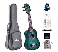 Winzz Kids Adults Ukulele Soprano Beginner Kit, 21 Inches Ukulele Set Blue-green with 8 Accessories, Unique Color Design