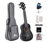 Winzz Kids Adults Ukulele Soprano Beginner Kit 21 Inches with 8 Accessories, Unique Color Design-Black
