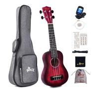 Winzz Kids Adults Ukulele Soprano Beginner Kit 21 Inches with 8 Accessories, Unique Color Design-Red