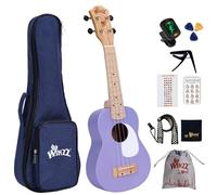 Winzz Ukulele Kids Soprano, Ukulele Adult Beginner Set, 21 Inch, with 9 Accessories, Small Beginner Kids Guitar 4 Strings (Color : Purple, Wood)