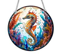 WIOEERS Acrylic Color Window Decoration, Mermaid Suncatcher/Sea Turtle/Dolphin/Seahorse, Sea Life Wall Art Decoration, Christmas Decorations. (Seahorse)