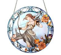 WIOEERS Stained Glass Window Hanging Fairy Sagittarius Acrylic Sun Catcher Home Wall Mounted Outdoor Decoration Scene Decoration, Chroma