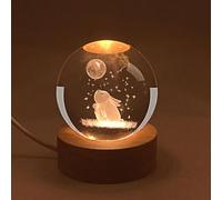 wioilyoy 3 Crystal Ball Night Light, 2.36 Inch Love Dolphin Glass Ball Light with Color LED Holder, 7 Color Variations Clear Glass Ball Light（Rabbit）