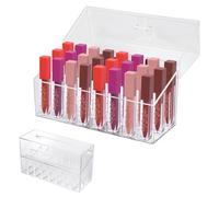 Wiojtry Acrylic Lip Gloss Organizer & Beauty Makeup Holder for Drawer, Cosmetics Pallets Countertop Clear Storage,18 Space Organization Container Storage for Tall Lip Gloss, Clear