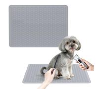 Wiojtry Dog Grooming Table Mat, (19.9 x 27.8 inch) Dog Grooming Table Mat Pad Non-Slip, Pet Grooming Table Mat for Grooming Dogs at Home, Pet Groomers Table Mat, Easy-Clean Durability (Dark Grey)