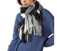 Wioklwe Winter Tartan Scarf - Women Long Plaid Scarves Warm Wool British Style Wool Spinning Tassel Shawl Stole Scarfs UK (Black white)