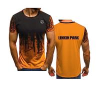 WIOSEN Adults Sports T-Shirt for Linkin Park Casual Comfortable Tee Shirt Short Sleeve Summer Running Loose Soft Tops Tees Clothing Undershirt, Orange-S