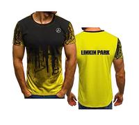 WIOSEN Adults Sports T-Shirt for Linkin Park Casual Comfortable Tee Shirt Short Sleeve Summer Running Loose Soft Tops Tees Clothing Undershirt, Yellow-M