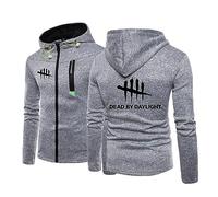 WIOSEN Men Hoodies for Dead Daylight Zipper Fleece Jackets Long Sleeve Cardigan Hooded Sweatshirt Teenager Autumn Workout Sportswear with Zipper Pockets,Grey-M