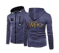 WIOSEN Men's Autumn Fleece Hoodie Pullover for Doctor Who Prints Outdoors Workout Full Zip Jackets Warm Thick Sweatshirt Coats with Zipper Pockets,Cyan-XXL