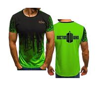 WIOSEN Men's Fashion Short Sleeve for Doctor Who Moisture Wicking Comfort Half Sleeves Summer Travelling T-shirts Quick Dry Loose Workwear Tee Tops, Cyan-2XL