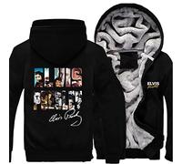 WIOSEN Men's Fleece Jackets for Elvis Fans Outdoors Warm Zipper Hoodies Sweatshirt Windproof Long Sleeve Jumper Tops Padded Lined Cardigan Hoody,B-Aldult 2XL