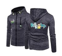 WIOSEN Men's Hoodie Jacket Sweater for Rick and Morty Print Fall Casual Zip Warm Hooded Long Sleeve Sweatshirt Teenager Fashion Hoody Outdoors Workout Tops,Dark Grey-4XL