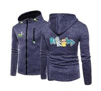 WIOSEN Men's Hoodie Jacket Sweater for Rick and Morty Print Fall Casual Zip Warm Hooded Long Sleeve Sweatshirt Teenager Fashion Hoody Outdoors Workout Tops,Cyan-4XL