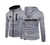 WIOSEN Men's Hoodies for Linkin Park Prints Casual Zip Up Jacket Long Sleeve Hooded Sweatshirts Fleece Cardigan Coat Autumn Outdoors Sportswear Outerwear,Grey-M
