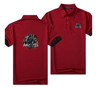WIOSEN Men's Lapel Polos Shirts Shortsleeves for Assassin/Creed Print Quick Dry Comfortable Athletic Golf T-Shirts Summer Fashion Personalised Tee Tops,Red-Adult 3XL