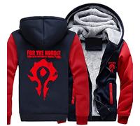 WIOSEN Men's Spring Hoodies Jackets Warcraft World/For The Horde Sweatshirt Full Zip Cardigan Pullover Hooded Sweater Long Sleeve Jumper Outerwear,Red-Aldult 3XL