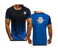 WIOSEN Mens Summer Casual Sports T-Shirt for MV Agusta Printed Short Sleeve Trendy Gradient Colour Pullover Tops Comfortable Half Sleeves, Blue-Adult 2XL