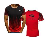 WIOSEN Men's T-Shirt for Dead Daylight Printed Gradient Short Sleeve Teen Casual Tops Summer Loose Tees Fashion Sports Training Sports Half Sleeves Tops, Red-S