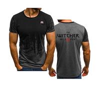 WIOSEN Men's T-Shirt for Witcher Fashion Printed Short Sleeve Summer Casual Breathable Tee Unisex Workwear Tops Quick Drying Gradient Half Sleeves, Grey-XL