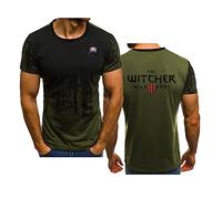 WIOSEN Men's T-Shirt for Witcher Fashion Printed Short Sleeve Summer Casual Breathable Tee Unisex Workwear Tops Quick Drying Gradient Half Sleeves, Green-XL