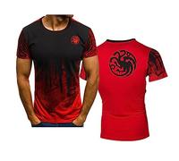 WIOSEN Men's Tees Shirts T-Shirt for Targaryen Casual Fashion Short Sleeve Sports Comfortable Summer Pullover Workout Tops Teen Personalised Gift, Red-M