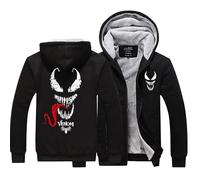 WIOSEN Superheros Venom Fleece Hoodie Jackets Men's Thick Warm Hooded Coat Outdoors Windproof Full Zip Pullover Tops for Man Sweatshirt with Pockets,C-Aldult S