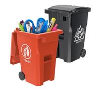 Wiosi Mini Trash Can Stationery Bin Organiser and Unique Tiny Size Recycling Cans Set Pencil Cup Desktop Holder Black Orange 2-Pack