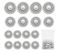 Wiosny 16PCS Metal Button Rhinestone Faux Pearl Buttons Embellishments Set for Coat，Suits，Knitting Sweaters, Sewing Crafting, Replacement, Handmade Crafts （25mm(1") 20mm(4/5") 15mm(3/5")，Silver)