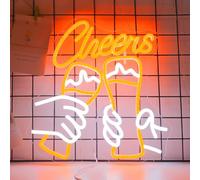 WIOSOUL Cocktail Neon Sign LED Cheers Neon Light Sign White&Yellow Neon Signs USB Neon Lights for Home Bar, Man Cave, Cocktail Party, Weddings, Club
