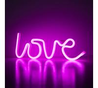 WIOSOUL Love Neon Signs Neon Light Neon Light Shade for Wall Decor Battery or USB Operated Neon Light Signs Heart Neon Lights Neon Night Light Led Neon Light up for Home Party Birthday Wedding (Pink)