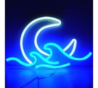 WIOSOUL Moon Wave Neon Sign, Aesthetic Night Light for Bedroom