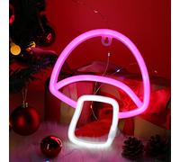 WIOSOUL Mushroom Neon Light Sign - USB Cable or Battery Powered LED for Party Decoration, Bedroom Birthday New Year Friend Kids (Pink/White)