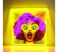 WIOSOUL Pretty Girl Neon Sign,UV Print LED Light Wall for Bedroom