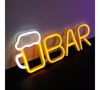 WIOSOUL Warm White Neon Beer Sign - USB or Battery Powered Night Light for Wall Decor, Kids Room, Bar, Store, Home, Party, Art Decor, Gifts（Warm/White）