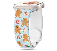 wipalor Christmas Holidays Straps Fits Apple Watch Straps Women 46mm 45mm 44mm 42mm 49mm, Soft Silicone iWatch Strap for Apple Watch Strap Series 11 10 9 8 7 6 5 4 3 SE Ultra, Blue Gingerbread Man