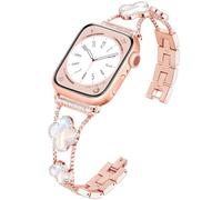 wipalor Four-Leaf Clover Band for Apple Watch Straps 41mm 40mm 38mm 42mm(Series 10), Lightweight for Women, Shiny Diamond Jewelry Metal Strap for iWatch Strap Series 10 9 8 7 6 5 4 3 2 1 SE(Rosegold)