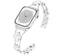 wipalor Four-Leaf Clover Band for Apple Watch Straps 41mm 40mm 38mm 42mm(Series 10), Lightweight for Women, Shiny Diamond Jewelry Metal Strap for iWatch Strap Series 10 9 8 7 6 5 4 3 2 1 SE(Silver)