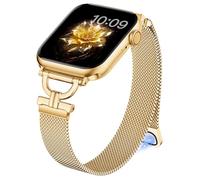 Wipalor Slim Milanese Bracelet Apple Watch for Women 40 mm 44 mm 42 mm 41 mm 45 mm 46 mm 49 mm 38 mm, D-shaped Thin Stainless Steel Metal Strap for Elegant Apple Watch Strap Series 10 9 8 7 6 5 4 3 SE