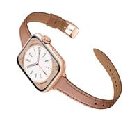 wipalor Slim Straps fits Apple Watch Strap 42mm(Series 11 10) 41mm 40mm 38mm, Soft Genuine Leather iWatch Band, Lightweight Strap for Apple Watch Straps Women 11 10 9 8 7 6 5 4 SE, Brown/Rosegold