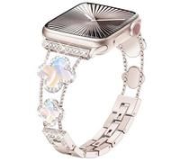 wipalor Sparkling Four-Leaf Clover Band Compatible with Apple Watch Straps Women 42mm 41mm 40mm 38mm, Lucky Diamond iWatch Strap, Chic Band for Apple Watch Strap Series 1110 SE 9 8 7 6 5 4, Starlight