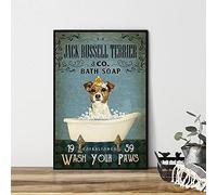 WIPBLAK Jack Russell Terrier Vintage Poster 8x12 Inch, Tin Metal Sign for Bathroom Decor, Wall Mount, Rectangular, Classic Style