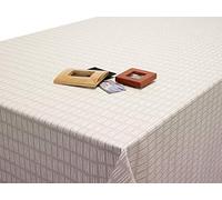 Wipe Clean 100% Cotton Oilcloth Fabric Tablecloth - Ditto Scandi Oil Cloth Design - Taupe, Ochre Yellow, Smoke Grey - Hygienic, Wipeable Table cloths (Ditto Taupe Oilcloth, 100cm x 100cm Square)