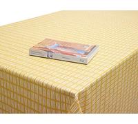 Wipe Clean 100% Cotton Oilcloth Fabric Tablecloth - Ditto Scandi Oil Cloth Design - Taupe, Ochre Yellow, Smoke Grey - Hygienic, Wipeable Table cloths(Ditto Ochre Yellow Oilcloth, 100cm x 100cm Square)