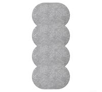 Wipe Clean and Stylish Set of 4 Double Sided Floral Patterned Oval PU Leather Placemats (Gray)