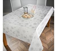 Wipe Clean Christmas Tablecloth - Snowflakes - It's Time to Eat and Be Merry - Keep Your Table Clean and Festive - One Size Only - Dimensions: 132 x 178cm (Approx.)