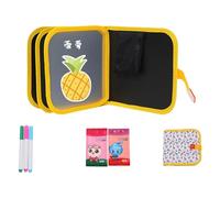 Wipe-Clean Colouring Book for Children, Reusable Drawing Board, Wipe-Clean, Portable with 3 Colouring Pencils, Doodle Pad 6 Pages, Colouring Painting Set Gift, Games from 2-6 Years Children (#A)