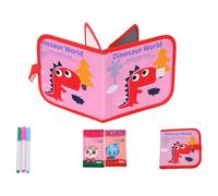 Wipe-Clean Colouring Book for Children, Reusable Drawing Board, Wipe-Clean, Portable with 3 Colouring Pencils, Doodle Pad 6 Pages, Colouring Painting Set Gift, Games from 2-6 Years Children (#B)